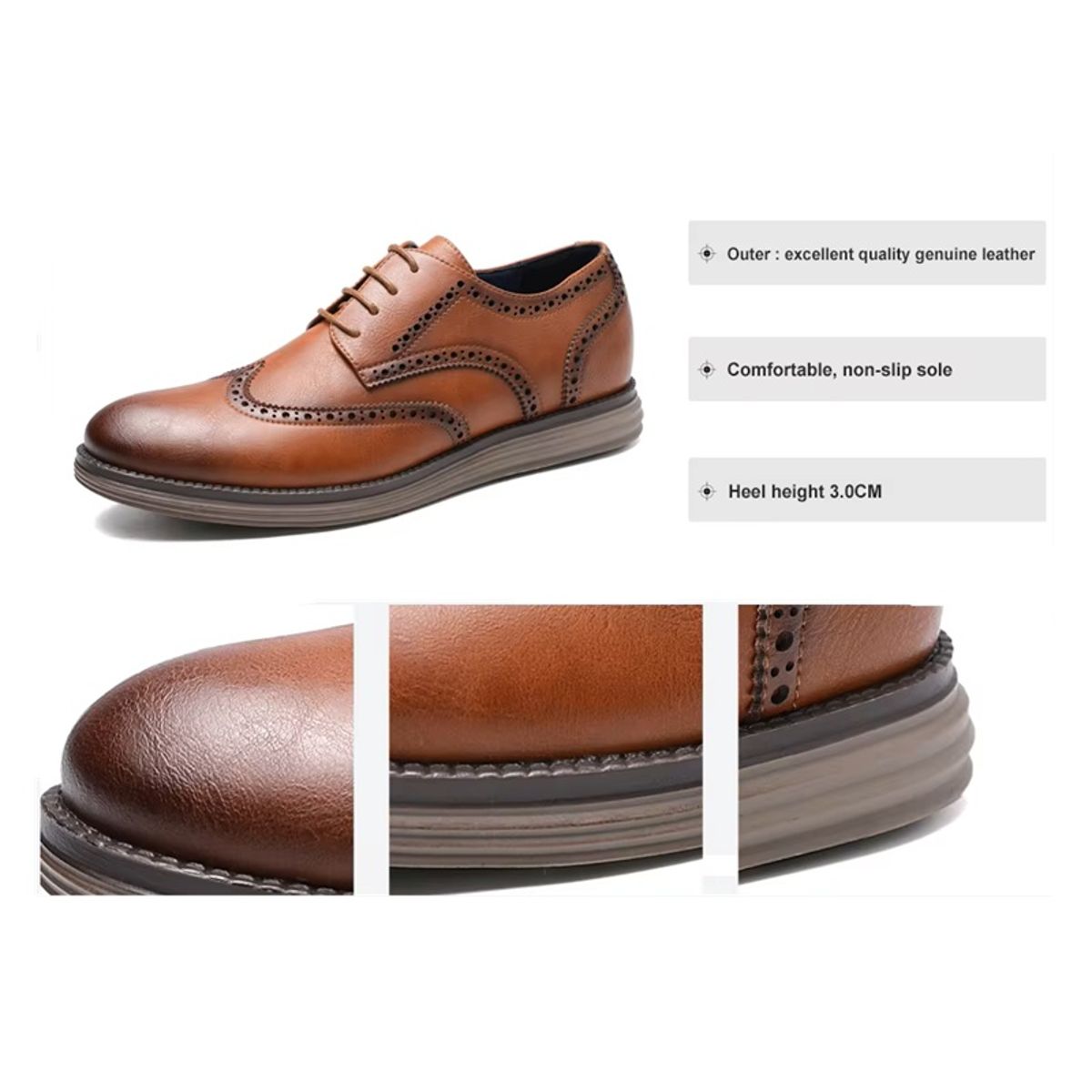 Men's Genuine Leather Dress Shoes Business Office Lace Up Footwear Bhkh - Men's Formal Shoes 2