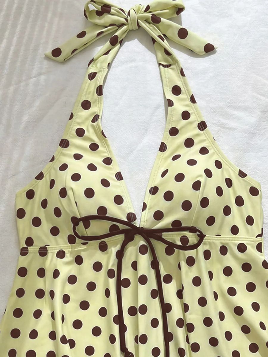 Women’s Polka Dot Print Bikini Set Push Up High Waist