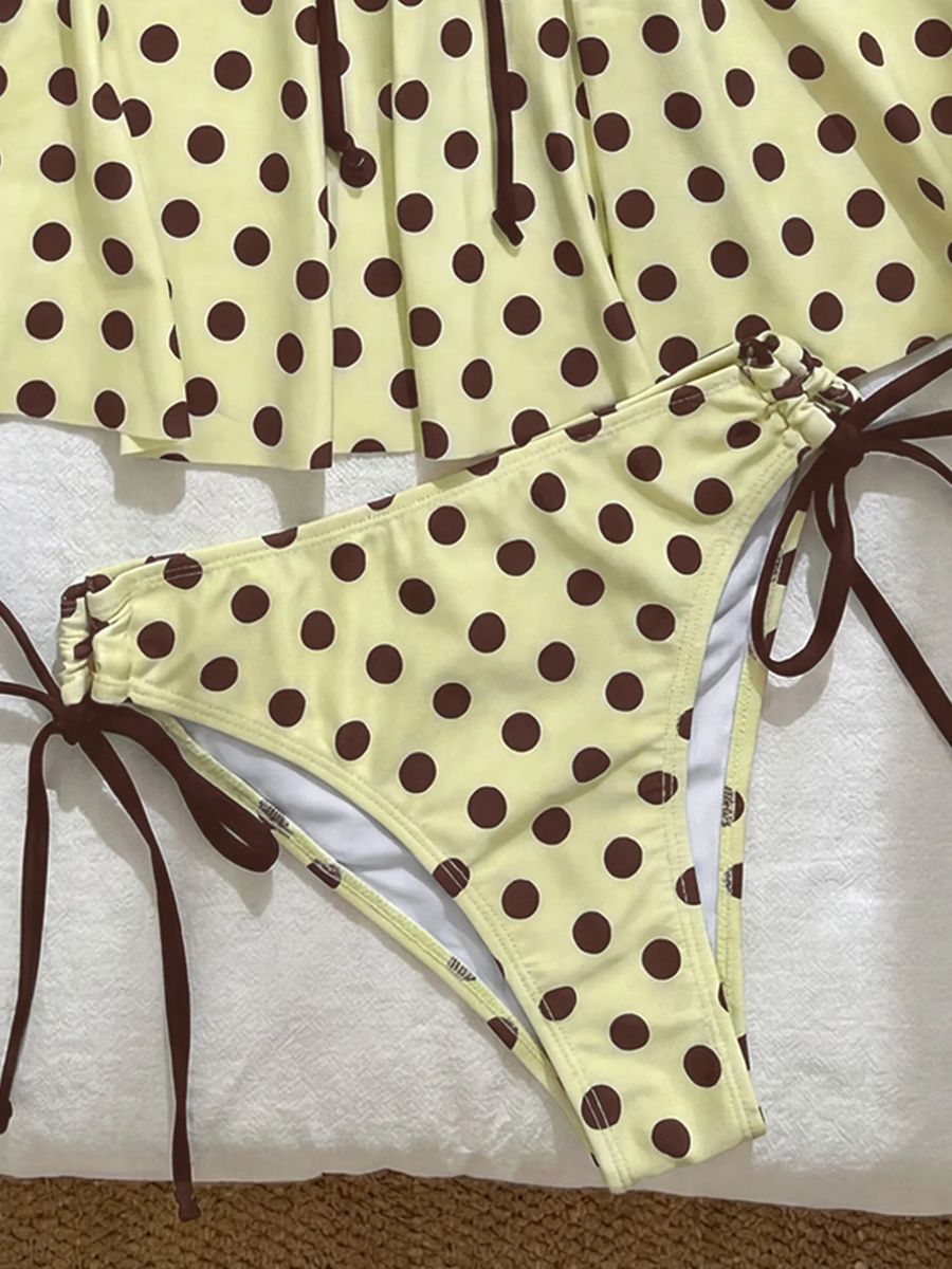 Women’s Polka Dot Print Bikini Set Push Up High Waist