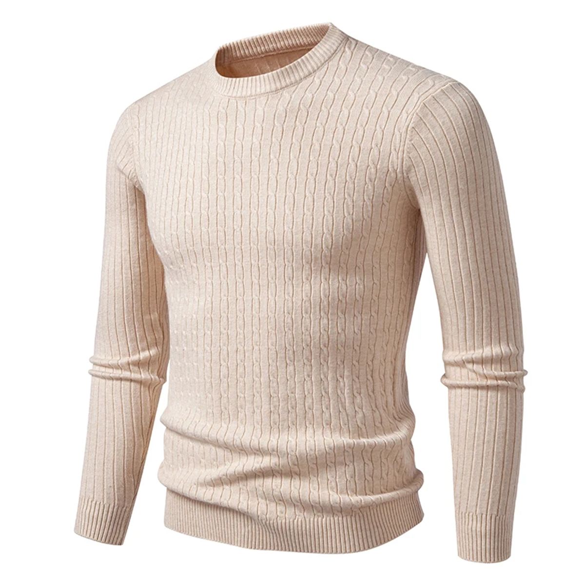 Men’s Crew Neck Ribbed Knit Long Sleeve Lightweight Pullover