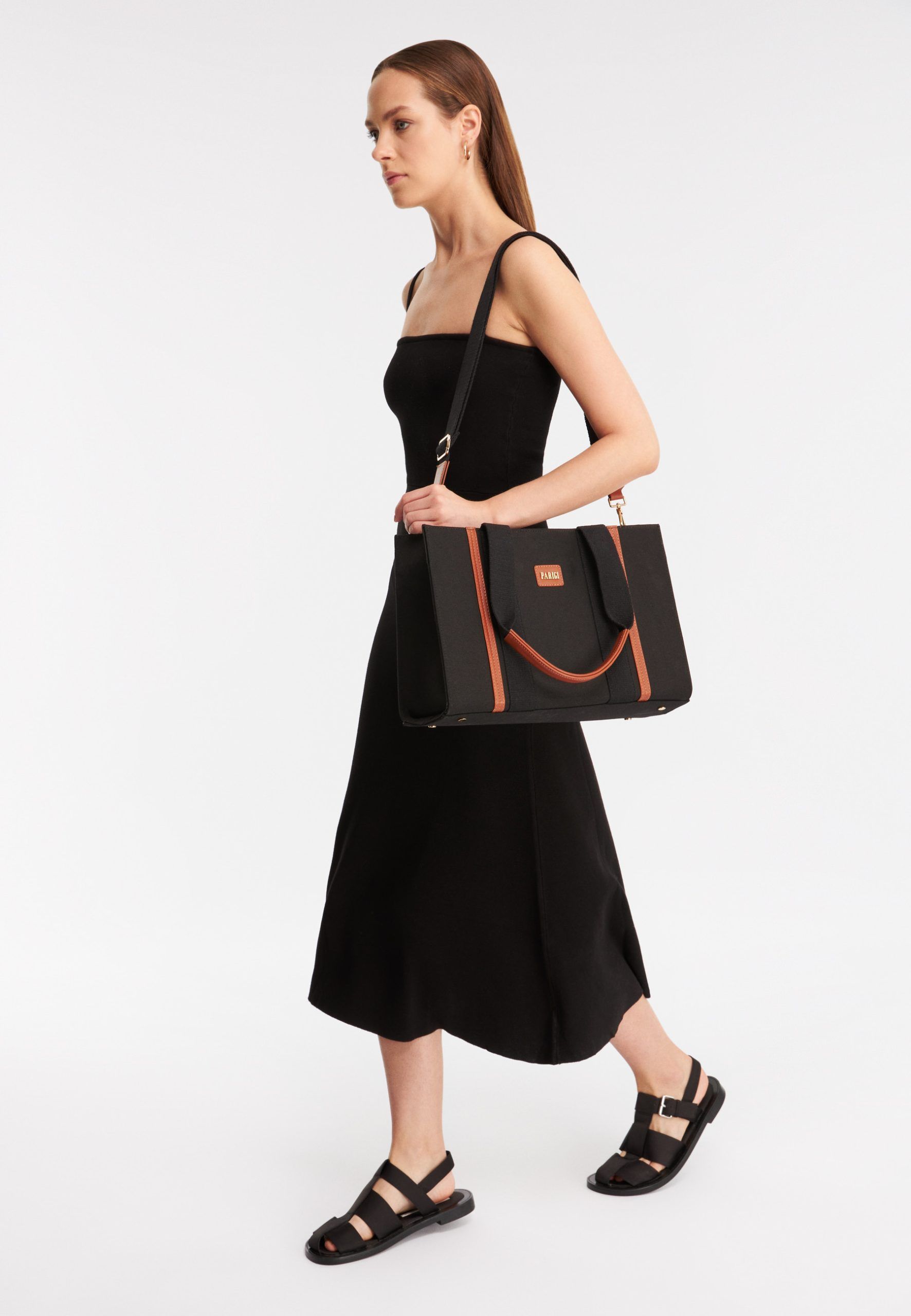 Shop Parigi Women's Black Canvas Tote Bag Online In UAE