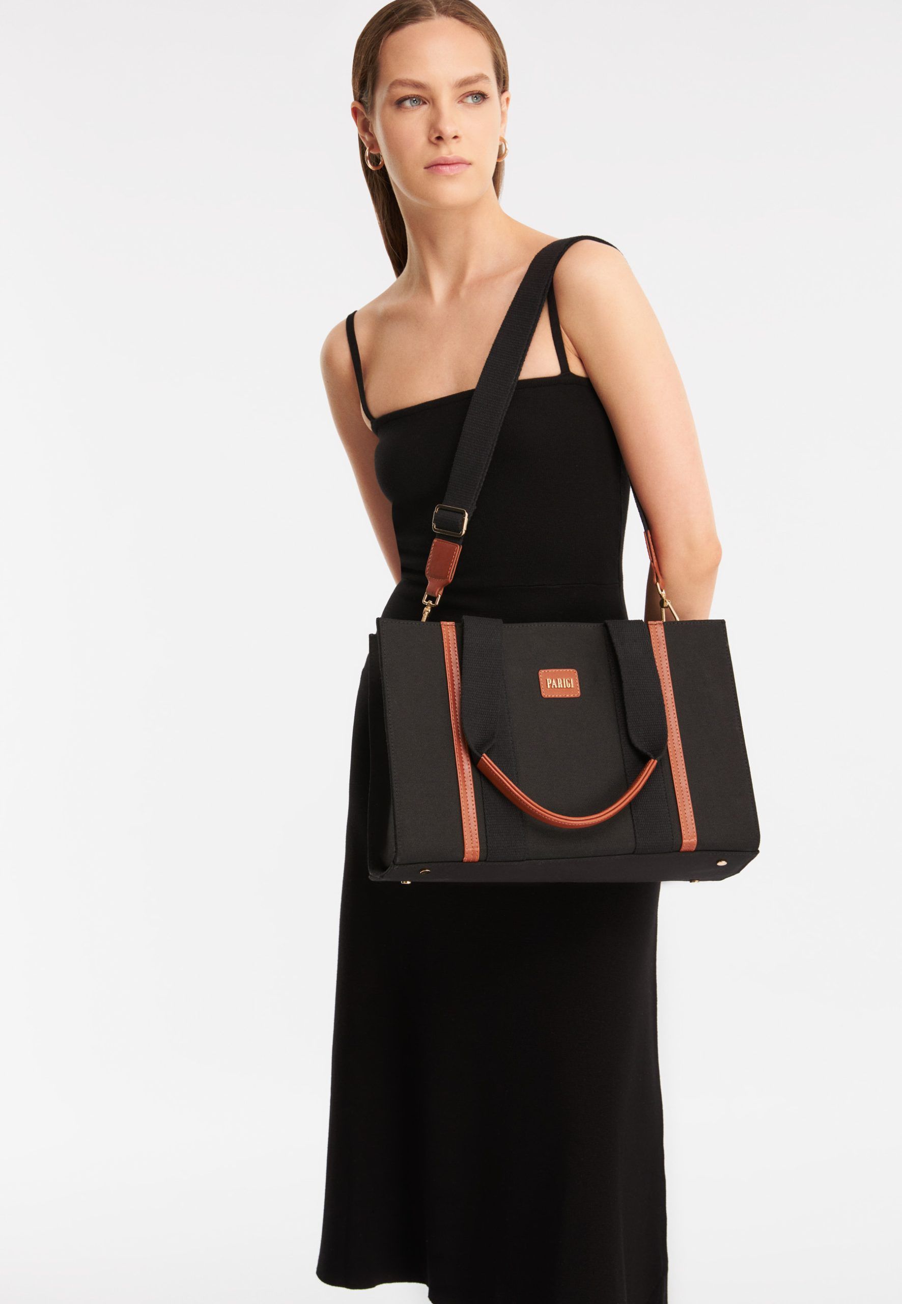 Shop Parigi Women's Black Canvas Tote Bag Online In UAE