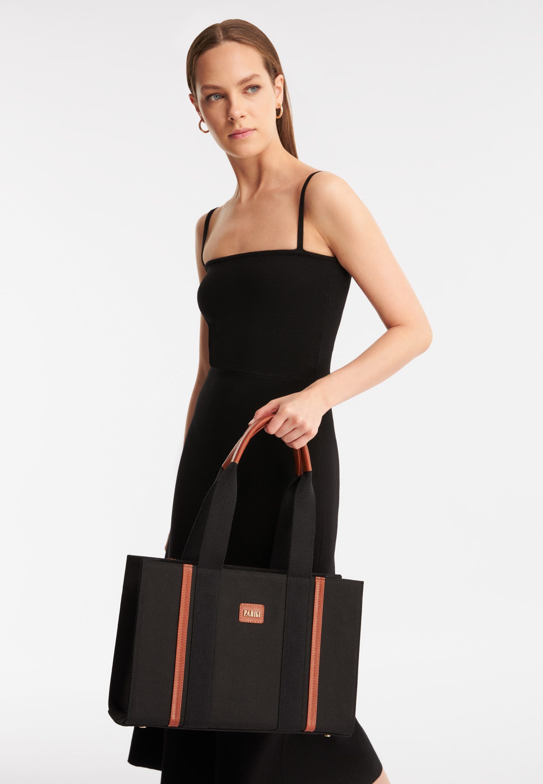 Shop Parigi Women's Black Canvas Tote Bag Online In UAE