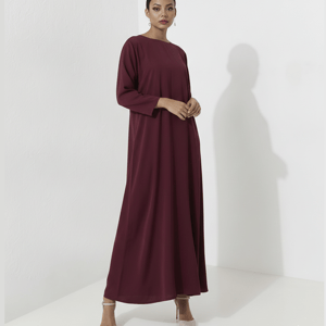 Maroon Dress Abaya Long Sleeves