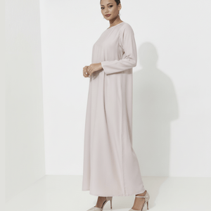 Beige Dress Abaya Long Sleeves