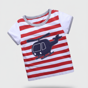 Trendy Heli Stripes Embroidery T-Shirt For A Stylish Look