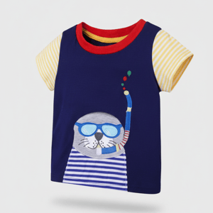 Embroidered Seal Under The Sea T-Shirt