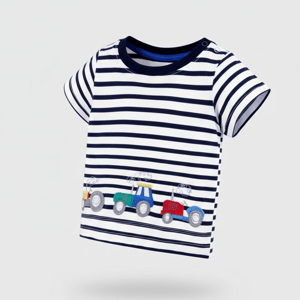 Embroidered Striped Car T-Shirt - A Stylish Addition To Your Wardrobe Embroidered Striped Car T-Shirt - A Stylish Addition To Your Wardrobe
