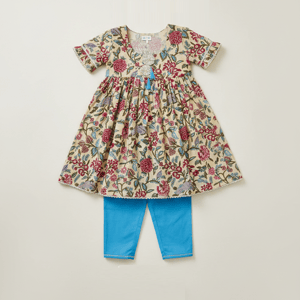 Anaya Floral Chudidar Set In Pure Cotton Anaya Floral Chudidar Set In Pure Cotton