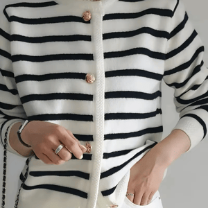 Striped Button-Front Cardigan Sweater for Cozy Fall Fashion Aossviao - Women's Cardigans