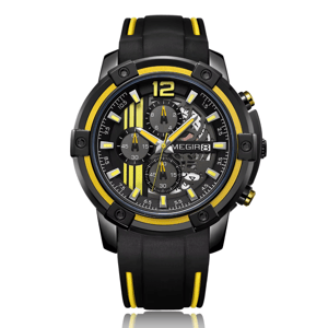 Chronograph Sports Watch with Silicone Band & Waterproof Design Megir - Men's Dress Watches