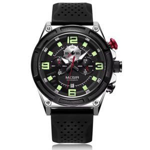 Sporty Quartz Chronograph Watch with Luminous Hands and Date