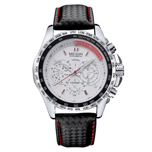 Men's Sports Military Quartz Watch with Chronograph and Luminous Hands Megir - Men's Dress Watches