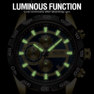 Men's Chronograph Waterproof Quartz Sports Wristwatch with Auto Date Megir - Men's Dress Watches 2