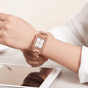Women's Rectangle Dial Stainless Steel Bracelet Quartz Watch