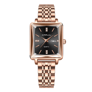 Square Quartz Watch with Stainless Steel Bracelet for Women