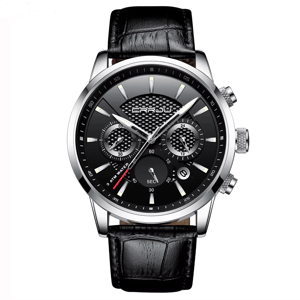 Elegant Business Quartz Watch for Men with Leather Strap