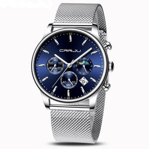 Elegant Quartz Chronograph Watch for Men Crrju - Men's Dress Watches