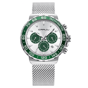 Men's Stainless Steel Chronograph Quartz Watch with Waterproof Design