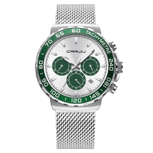 Men's Stainless Steel Chronograph Quartz Watch with Waterproof Design