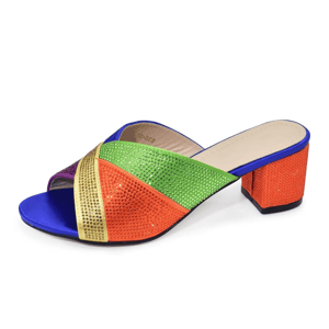 Elegant Crystal Sandal with Mid Square Heels for Special Occasions