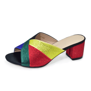 Elegant Crystal Sandal with Mid Square Heels for Special Occasions