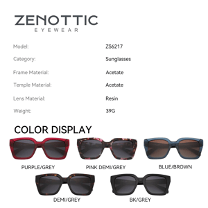Fashion-Forward Acetate Sunglasses with Polarized UV400 Lenses Zenottic - Women's Square Sunglasses 3