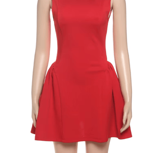 Chic A-Line Mini Dress with Sleeveless and O-Neck Design