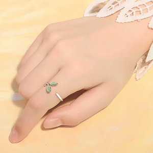 925 Sterling Silver Small Leaves Micro-Insert Opening Ring
