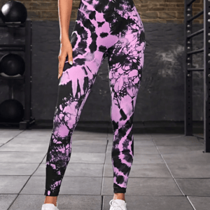 High-Waist Seamless Tie-Dye Leggings for Gym and Fitness
