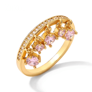 Elegant Rectangle Zirconia Tassel Ring for Chic Statement Style Zakol - Women's Rings