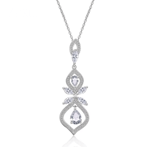 Exquisite CZ Bridal Necklace with Leaf Pendant for Elegant Occasions