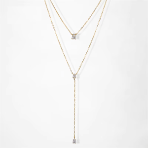 Elegant Double-Layer Clavicle Necklace with Sparkling Zirconia Charm Zakol - Women's Necklaces