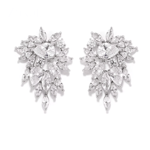 Elegant Flower Stud Earrings with AAA+ Cubic Zirconia for Women