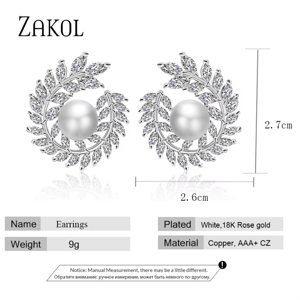 Elegant Simulated Pearl Stud Earrings with Cubic Zirconia Detail Elegant Simulated Pearl Stud Earrings with Cubic Zirconia Detail