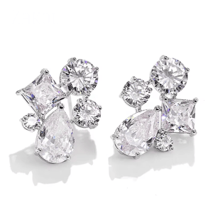 Elegant Geometric Cubic Zirconia Stud Earrings for Women