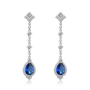 Elegant Water Drop Shaped CZ Long Dangle Earrings for Women