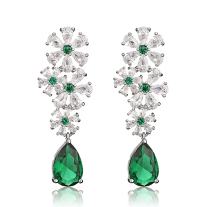 Elegant CZ Water Drop Flower Dangle Earrings for Women Elegant CZ Water Drop Flower Dangle Earrings for Women