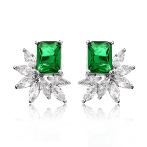 Elegant Square Cubic Zirconia Stud Earrings for Women