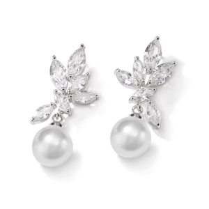 Elegant Cubic Zirconia Leaf Dangle Earrings for Women