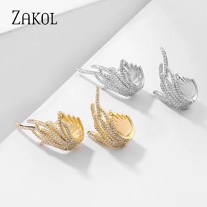 Elegant Leaf-Shaped Zirconia Stud Earrings for Women’s Wedding