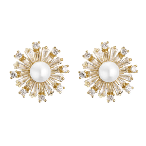 Elegant Snowflake Pearl & Cubic Zirconia Stud Earrings for Women Elegant Snowflake Pearl & Cubic Zirconia Stud Earrings for Women