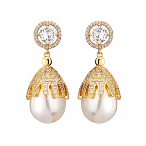 Exquisite Wind Chime Flower Pearl Drop Earrings for Women Exquisite Wind Chime Flower Pearl Drop Earrings for Women