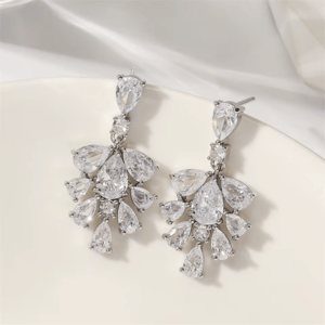 Elegant Drop Cubic Zirconia Dangle Earrings for Weddings