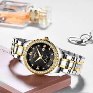 Elegant Stainless Steel Women's Quartz Watch with Date Function