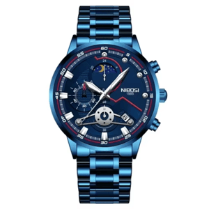 Luxury Chronograph Men's Watch with Stainless Steel Band