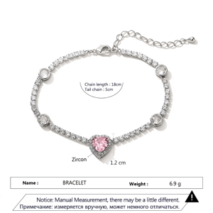 Elegant Round Zircon Arrangement Heart Pendant Bracelet for Brides Elegant Round Zircon Arrangement Heart Pendant Bracelet for Brides