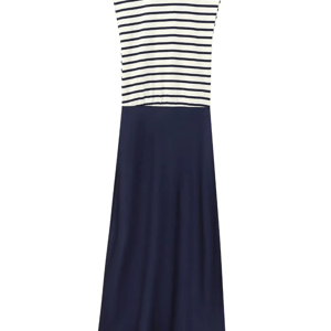 Women's Fashion Contrast Satin Midi Dress Retro Round Neck Sleeveless Versatile Female Midi Dress