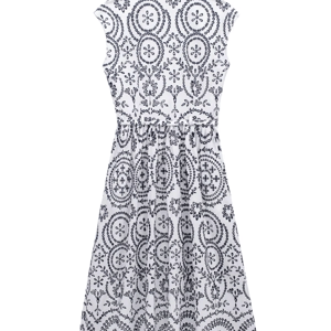 Elegant Embroidered Midi Dress with V-Neck and Belt Xnwmnz - Women's Midi Dresses 1