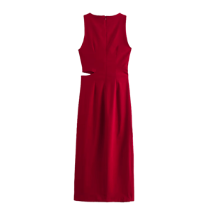 High Street Women's Midi Dress Sleeveless Round Neck Female Draped Fashion Cut-Out Front Design
